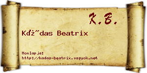 Kádas Beatrix névjegykártya